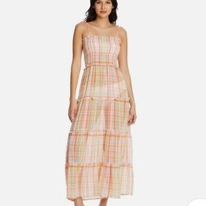 Bleu Rod Beattie Hip To Be Square Smocked 4 Tier Cover Up Sheer Dress Small